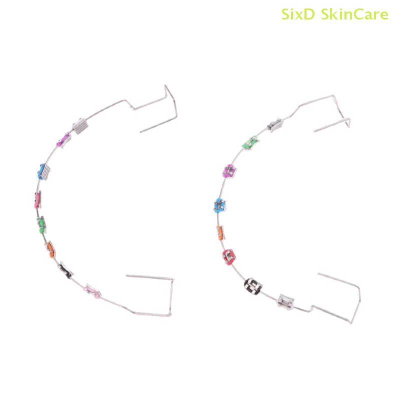 1 Pair Temporary Tooth Decoration With Metal Wires Colorful Metal Bracket And Orthodontic Ligature Ties Dental Decorations