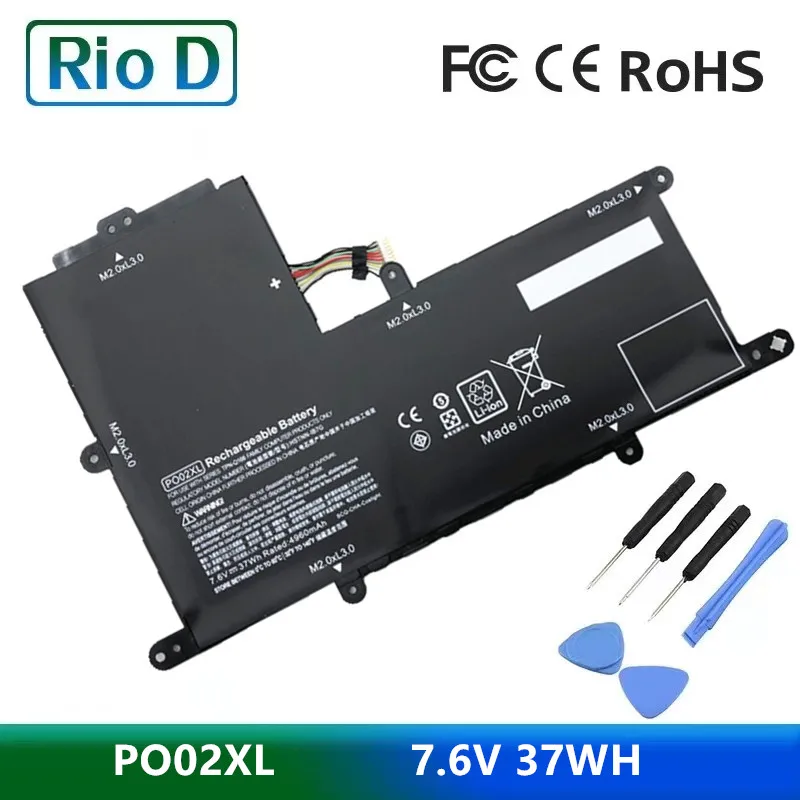 PO02XL 37Wh 7.6V 노트북 배터리 824560-005 TPN-Q166 HSTNN-IB7G 용 Stream11-R015WN 11-R014WM HSTNN-DB7G 시리즈 노트북