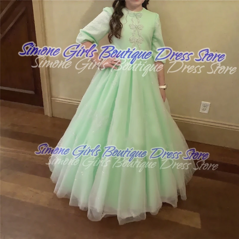 나비 다이아몬드 주름 공주 첫 성찬식 원피스 바닥 길이, 우아한 바닥 길이, 클래식 플라워 걸 가운, 맞춤형