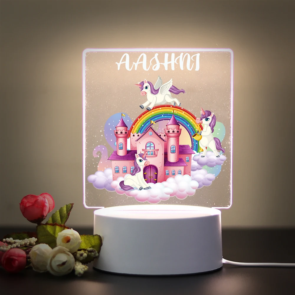 1 pc Gorgeous cartoon castle UV Print Customized Name 3D Touch LED Night Light 3D Visual Acrylic Lamp Kids Room Nature Decor