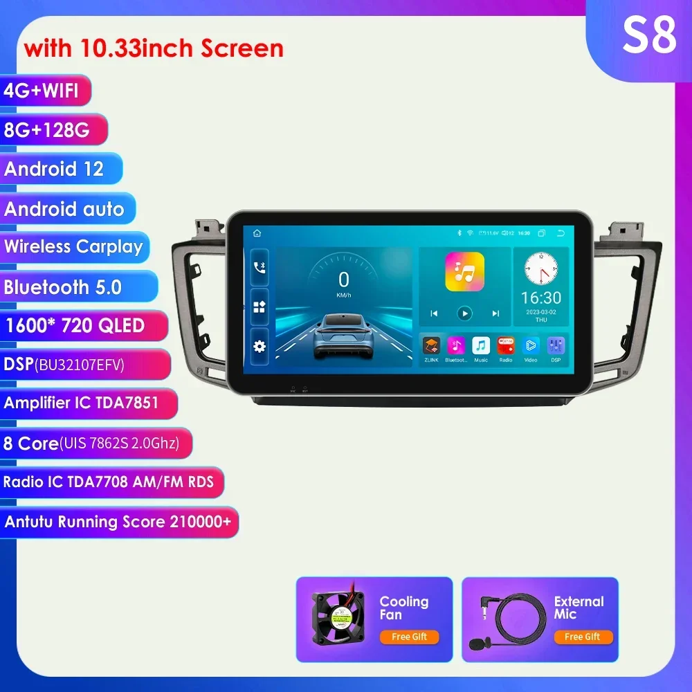 

Android 12 for Toyota RAV4 2013 - 2017 Multimedia Video Player 2din Carplay 7862 Car Radio GPS Navigation 4G WIFI Stereo DSP