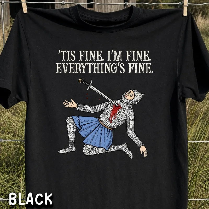 It's Fine I'm Fine Everything's Fine Shirt, Funny Medieval Tshirt, Brave Knight Meme Ren Faire Shirt, Ironic Renaissance Tee