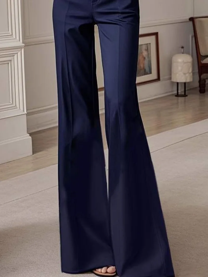 Neue Koreanische Mode Herbst Flare Hosen Frauen High-End-Elegante Hohe Taille Dünne Einfarbig Büro Dame Hosen frauen Kleidung