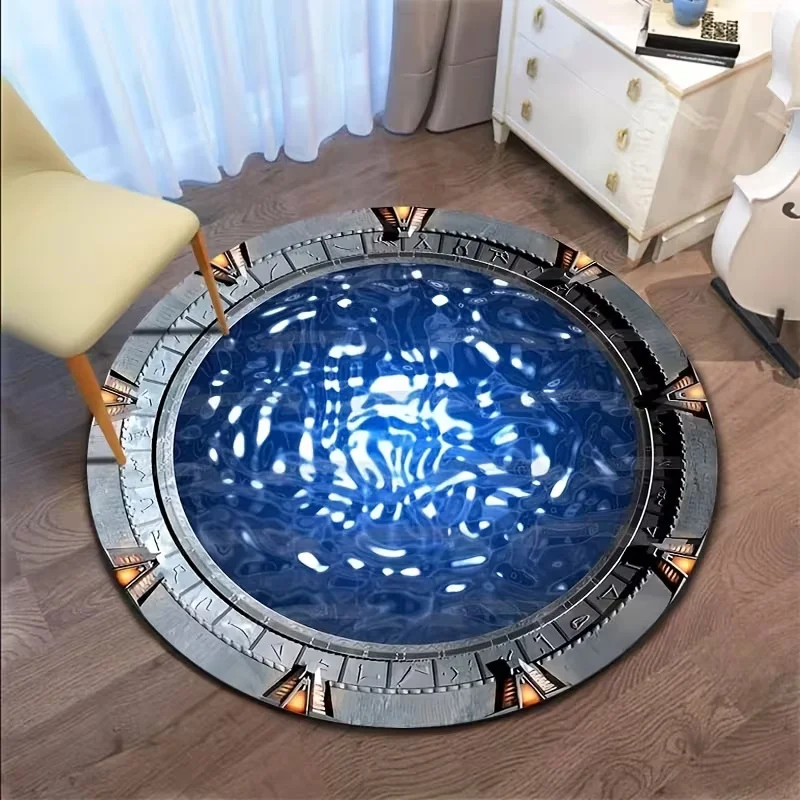 Alfombra redonda Stargate, alfombra de película para sala de estar, decoración de dormitorio, mesita de noche, salón, sofá, alfombra antideslizante, alfombra suave para guardería