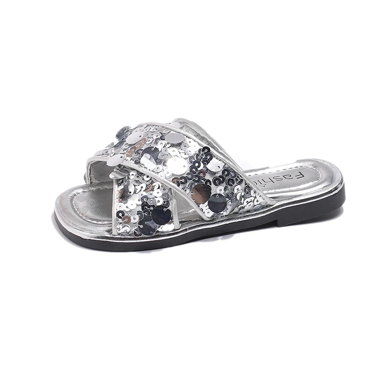 Summer Fashion Sequin Slip-on Sexy Slippers Designer New Soft-soled Open-toed Outdoor Beach Slipper