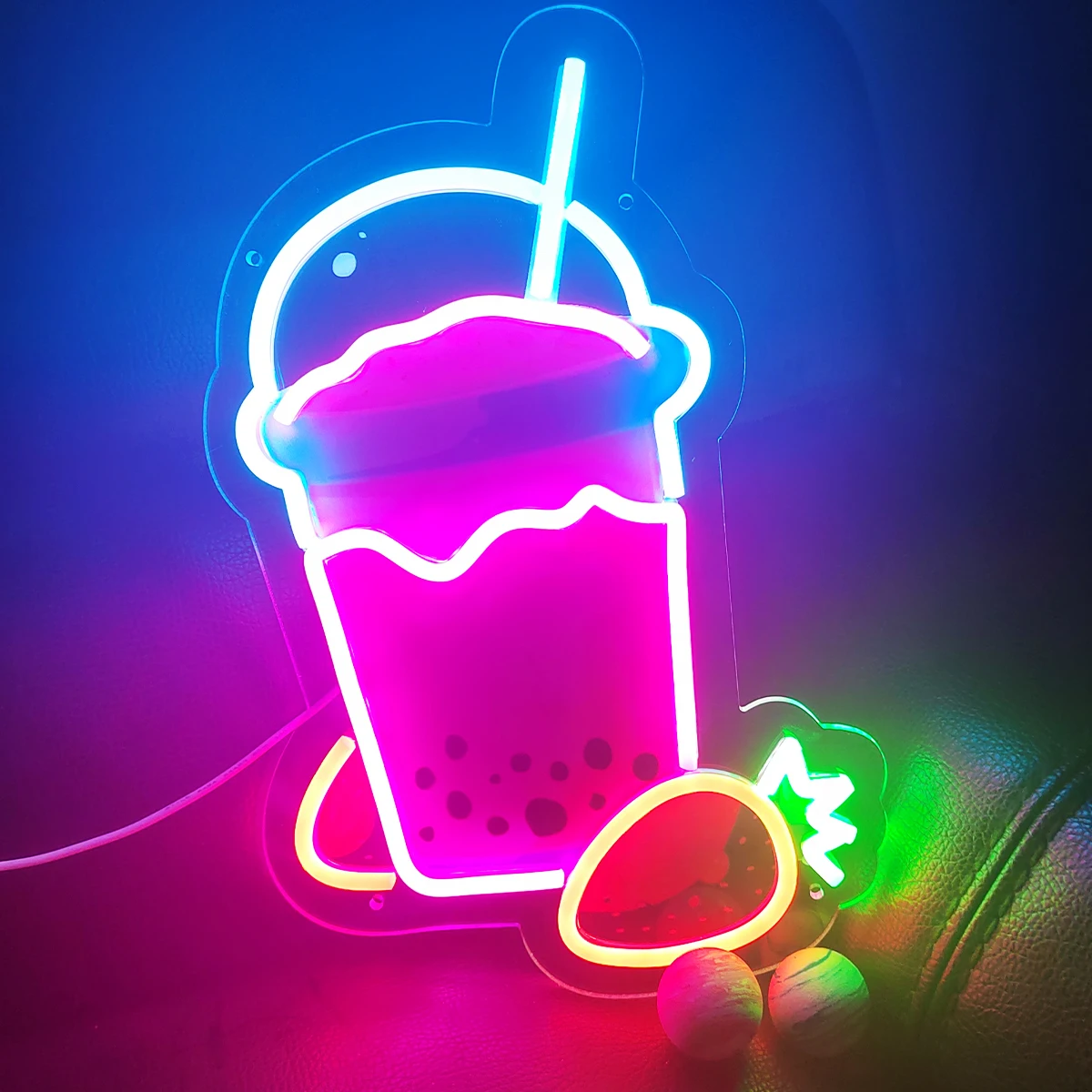 Strawberry juice drink neon signs apply to milk tea shop shop restaurant bar party led neon lights create atmosphere