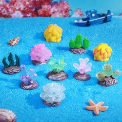 Mini Night Glow Resin Fish Tank accessori Cute Colorful Aquarium Plants Decoration Resin Reef Rock ornamento di corallo artificiale