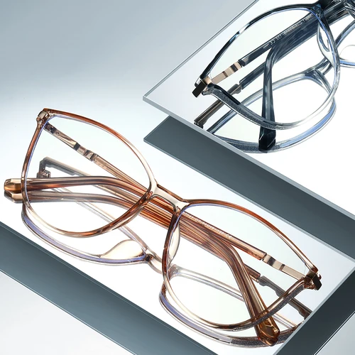 Imagen 2 del producto JMISUS gafas graduadas cuadradas de acetato hechas a mano para mujer, gafas ópticas antiluz azul/fotocromáticas progresivas