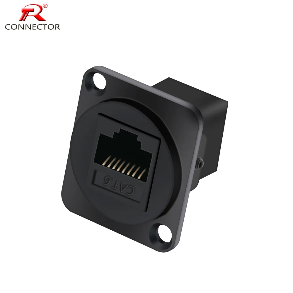 1 conector RJ45, CAT.6, tipo D, 8P8C, carcasa de Metal + pines de cobre, conector de red de enchufe hembra RJ45 para chasis de montaje en Panel