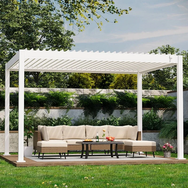Heavy-Duty Aluminum Bioclimatic Pergola Powder Coated Motorized Eco-Friendly Customizable Sizes Weather-Resistant