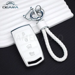 For HYUNDAI 2020 Genesis G70 G80 EQ900 G90 4 Bottons TPU Car Smart Key Case Cover Auto Key Fob Shell Protector Accessories