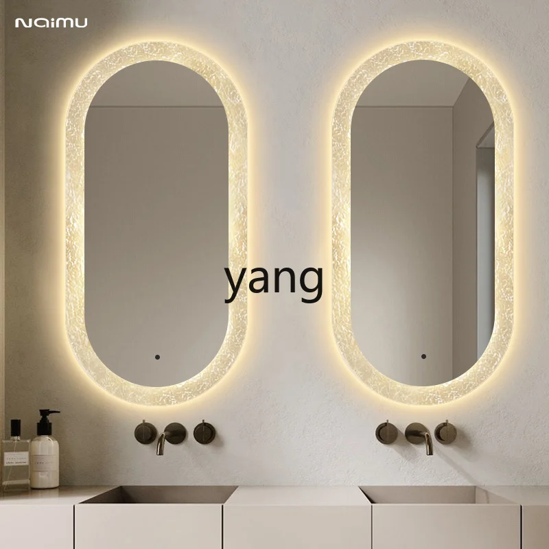 

LMM smart bathroom mirror perforated glass oval bathroom mirror toilet wall mounted