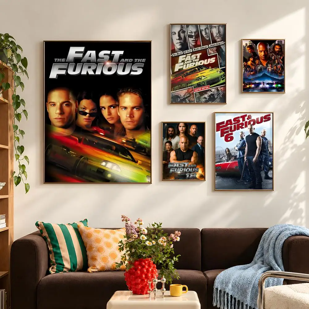 Movie Fast and Furious Dominic Toretto Poster Self Adhesive PP Wall Art HD Gaming Room Bedroom Living Room Decor Apartment Gift