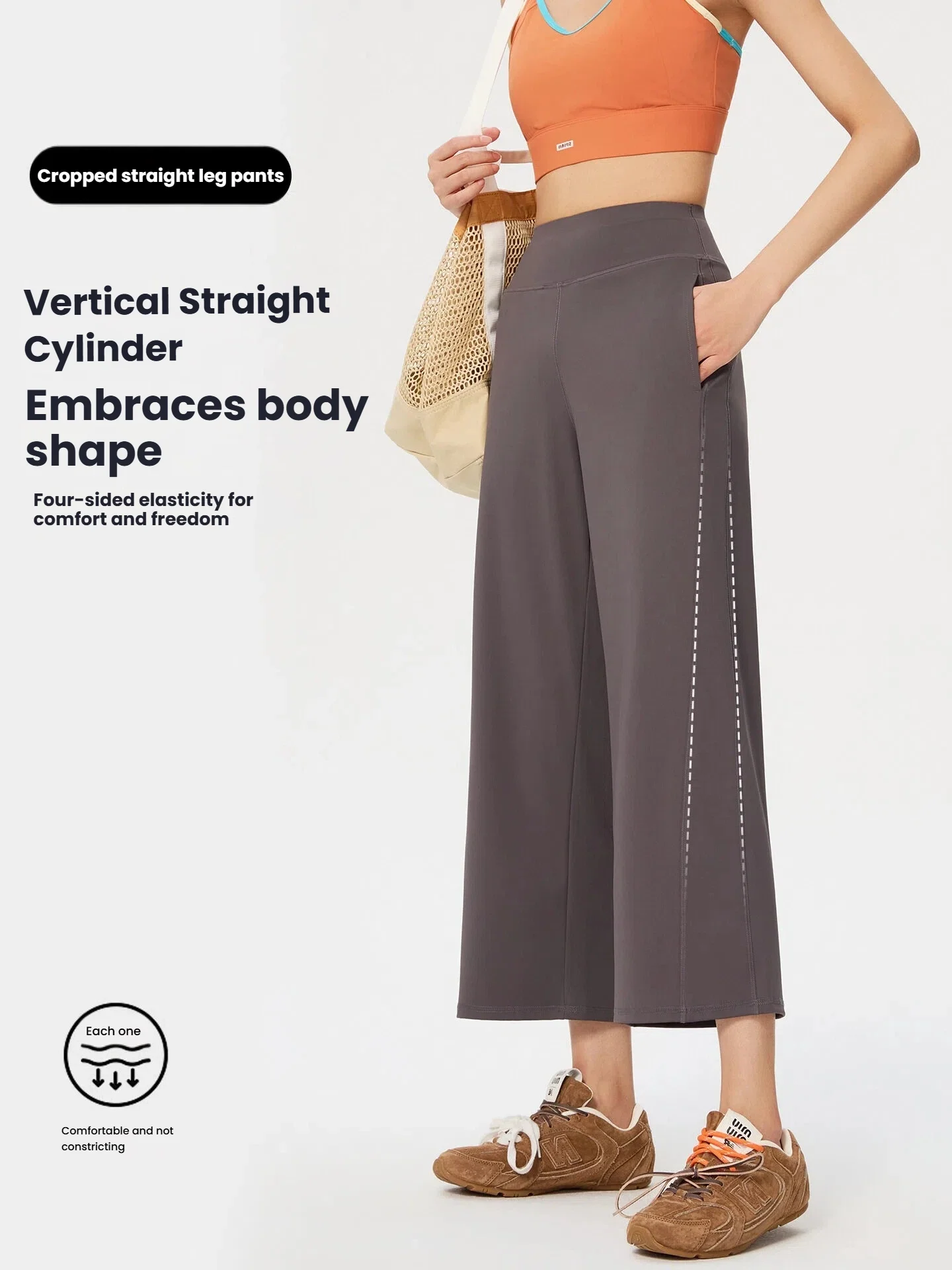Women‘s Yoga Pants Loose Wide Leg Casual Sweatpants High Waist Straight Leg Capris Summer Calf  Length Trousers  Plus Sizeh