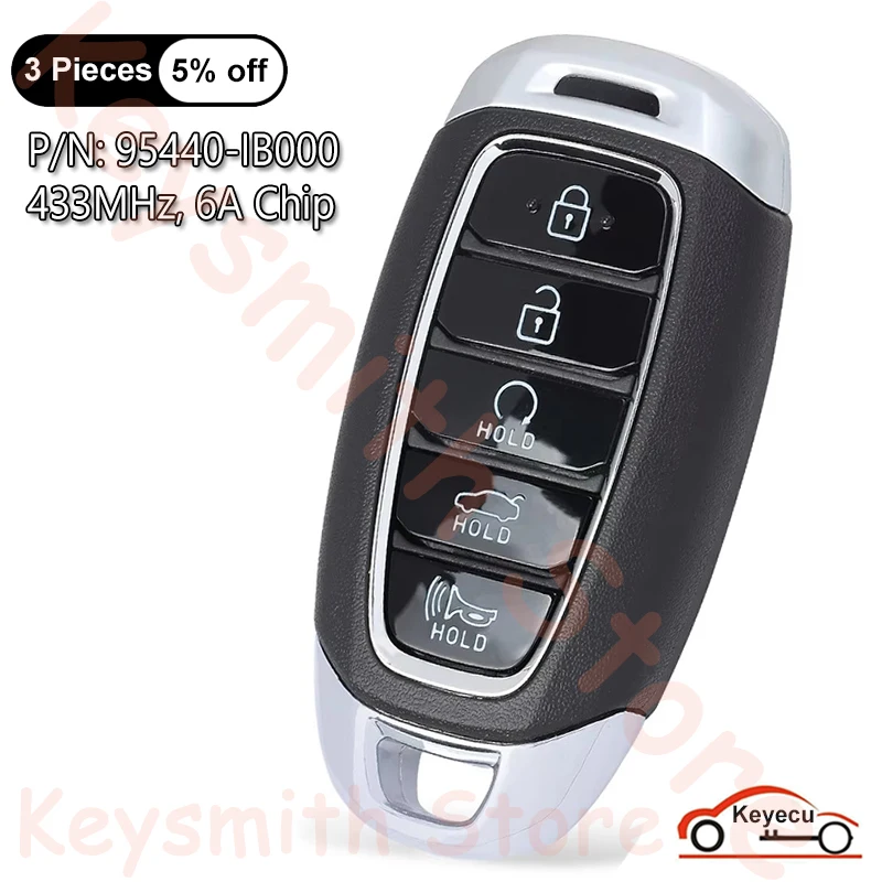 KEYECU 5 Buttons 433MHz 6A Chip for Hyundai Elantra Avante 2021 2022 2023 Auto Smart Remote Control Key Fob P/N: 95440-IB000