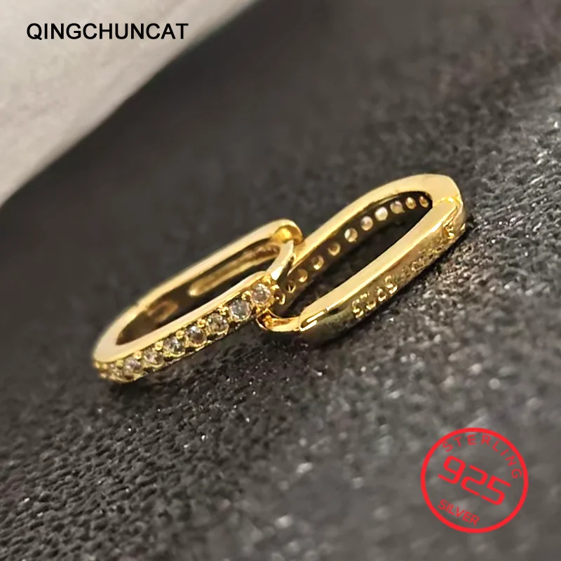 

Fashion Charm Stamp 925 Sterling Silver needle Minimalist Pave Zircon Geometric Stud Earrings Women Unisex Party Jewelry Gifts