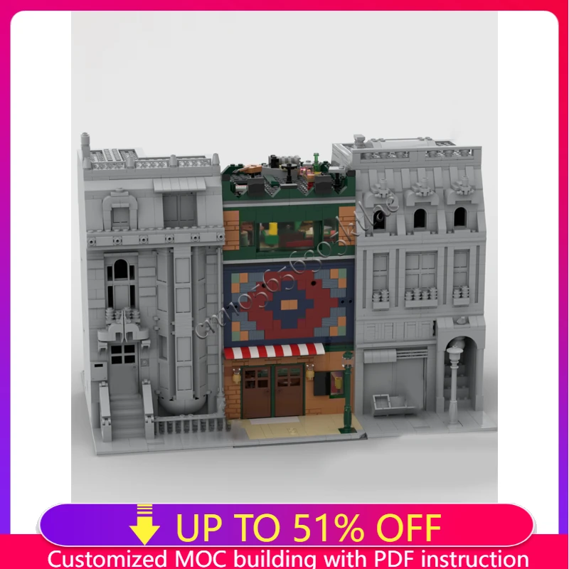1214 PCS Mural Cafe High Rise Building Block Model Children Educational Puzzle Assembly Popular Birthday Christmas Festival Gift