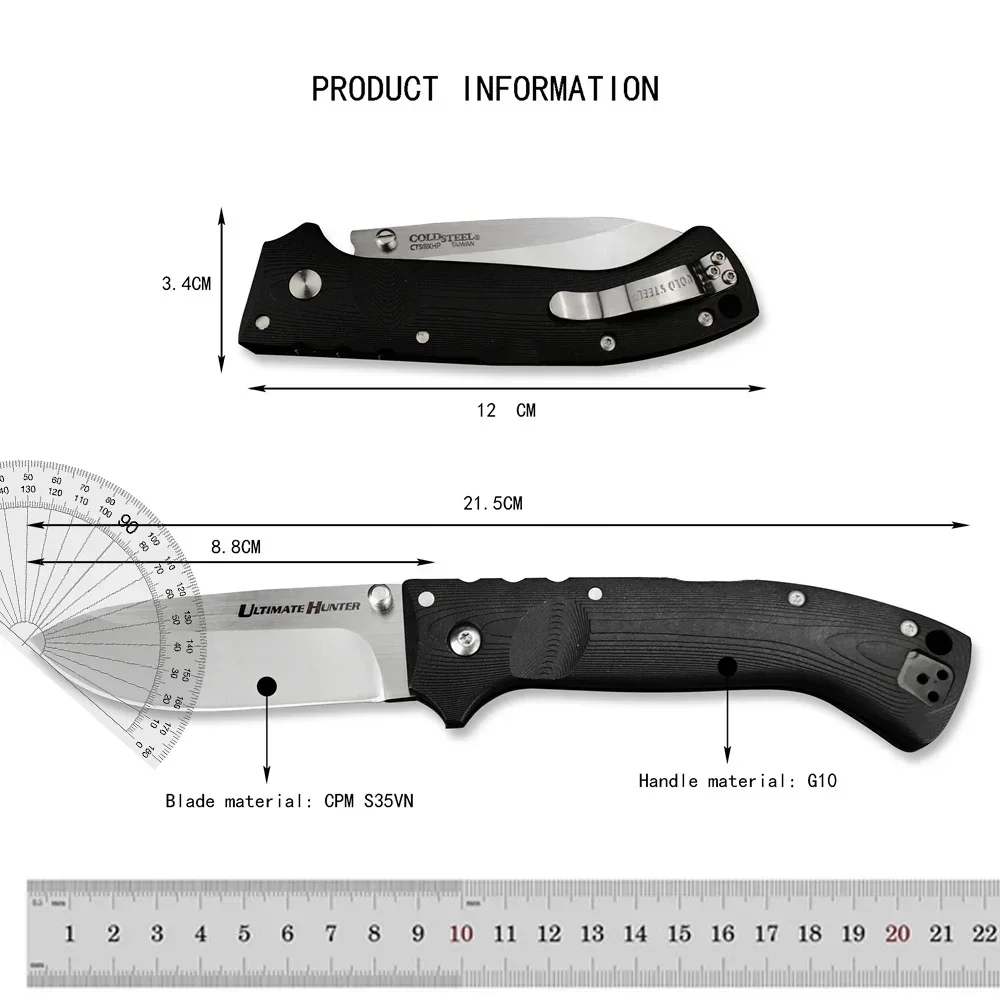 Cold 30ULH folding Knife, Outdoor Tactical Hunting Self-defense Rescue Pocket EDC Tool Nylon Wave Slim Handle, Men\'s gift