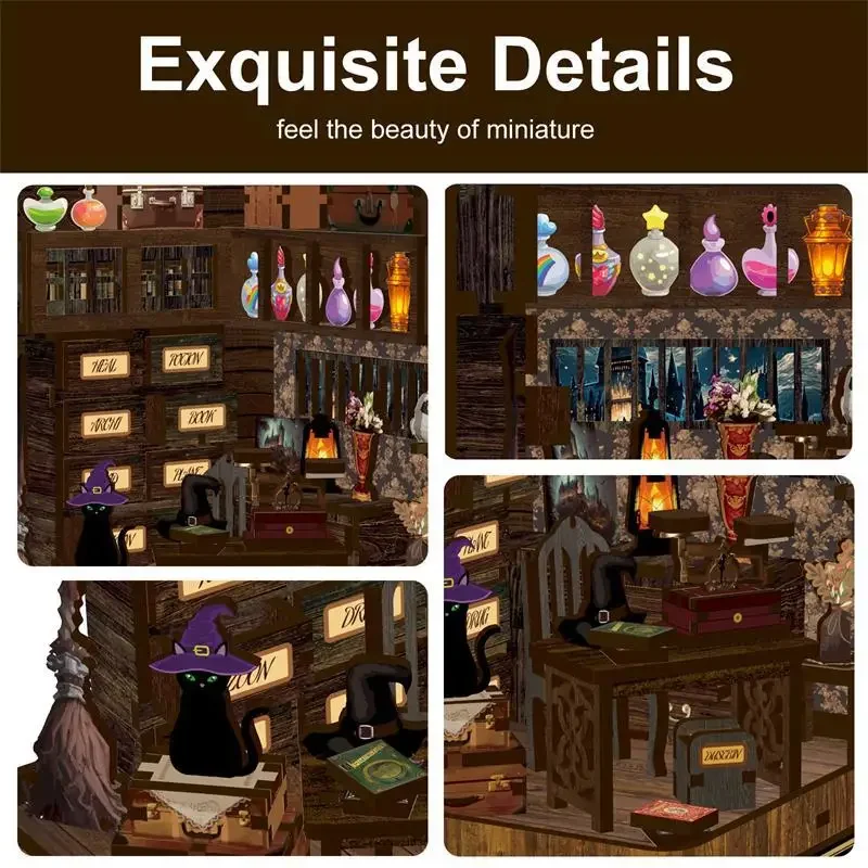 New Diy Wooden Casa Doll Houses Miniature Model Kits Magic Book House Dollhouse With Furniture Lights For Girls Birthday Gifts