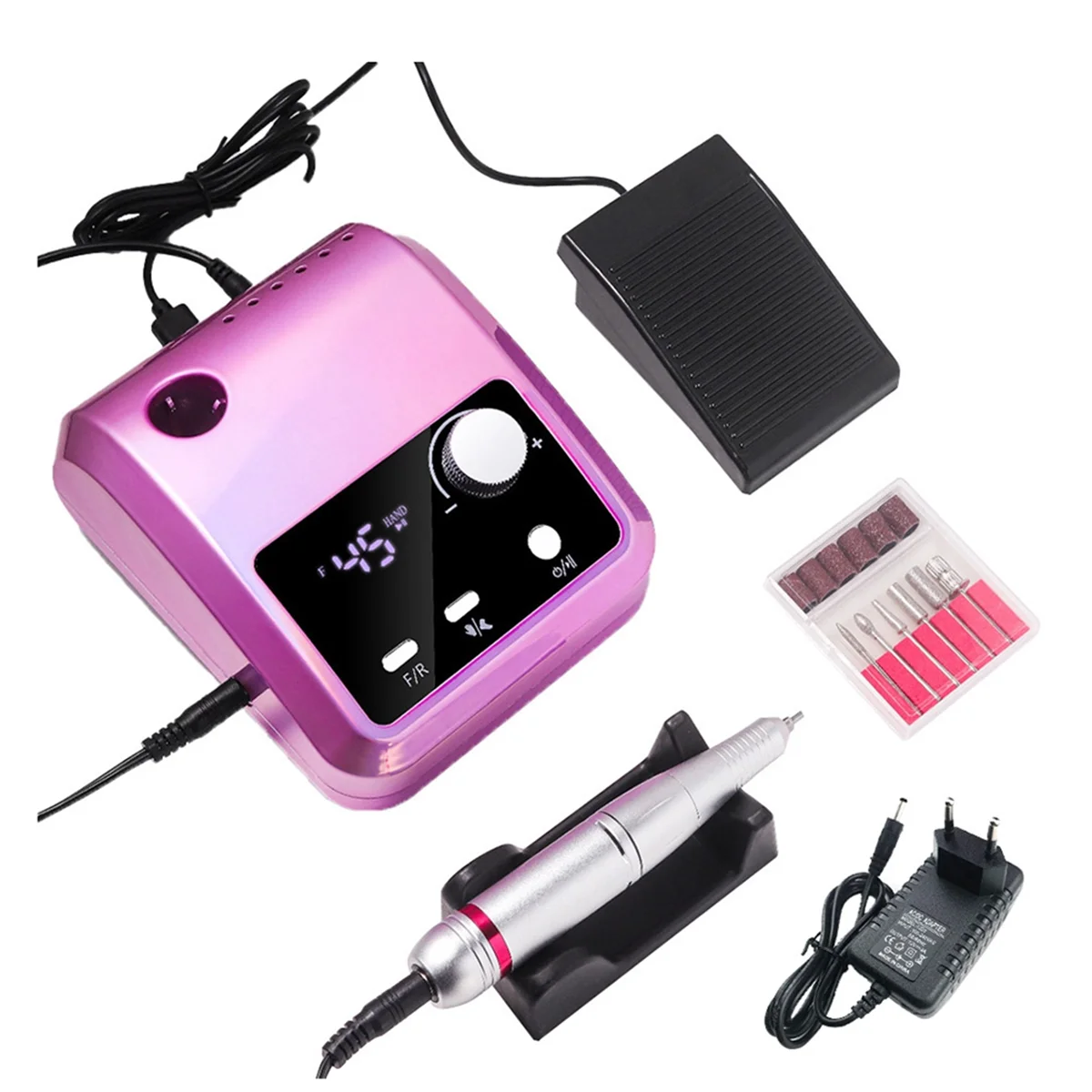 

Electric Nail Drill Machine 45000 RPM Electric File HD Display Metal Manicure Pen Professional Nail Lathe Sander EU Plug