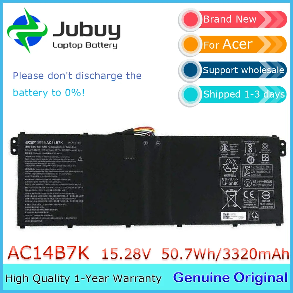 AC14B7K 15.28V 48.8Wh Original Laptop Battery for Acer TravelMate P236 TMP236 Swift sf314-54 52G S40-1