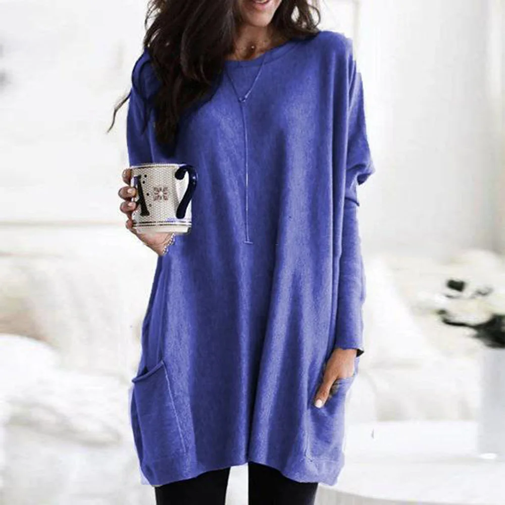 

Women's Autumn Top Side Pockets and Relaxed Fit Soft Knit Fabric Pick for Layered Outfits