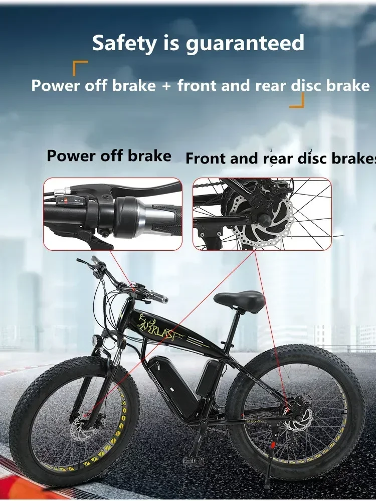 Electric Bicycle AKEZ 750W Motor 48V13AH battery 35KM/H City Adult Mountain Snow E-Bike 26-inch tire Off-Road Electric Bike