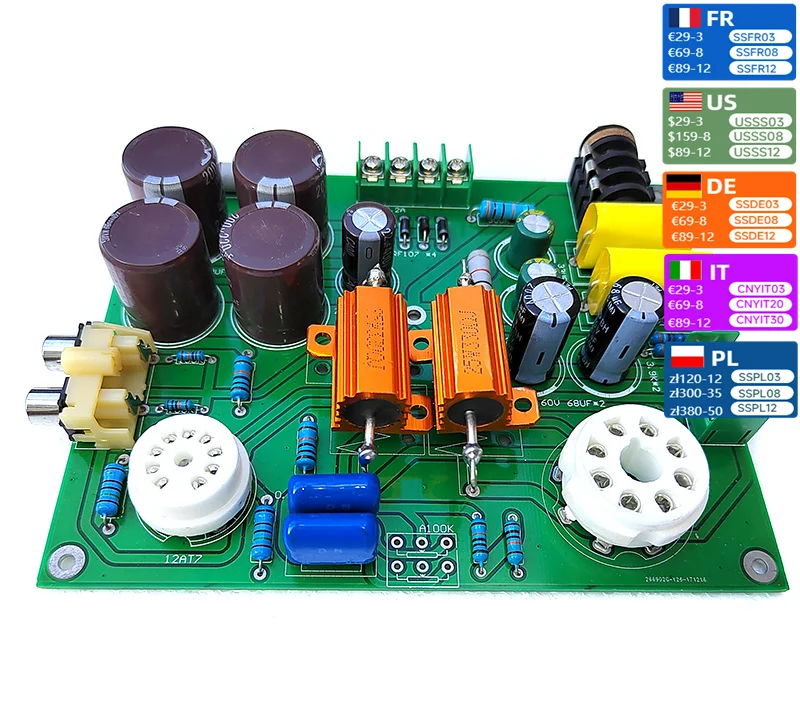 E5-Si electronic tube earphone power amplifier circuit board noise free 12AT7+6N5P transistor rectification