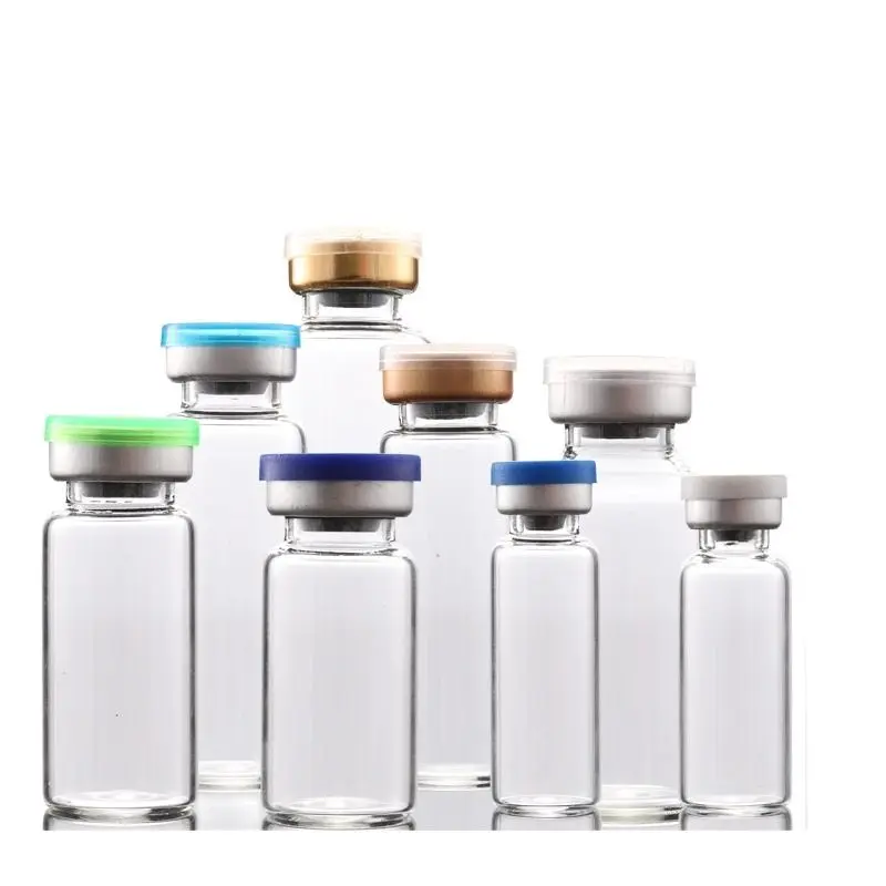 (100pcs) 2ml 5ml Vials with Rubber Stopper Flip Off Caps or Al Caps Glass Bottles