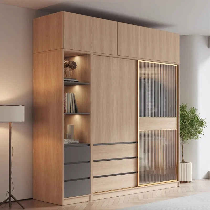 

Modern Nordic Wardrobes Sliding Doors Organize Wooden Living Room Wardrobes Organizer Luxury Placard De Vetement Home Furniture
