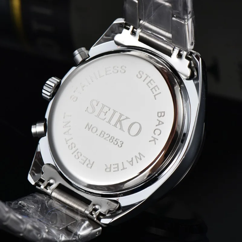 Montre de luxe pour hommes SEIKO Quartz multifonctionnel montre en acier inoxydable de haute qualité cadeau exquis