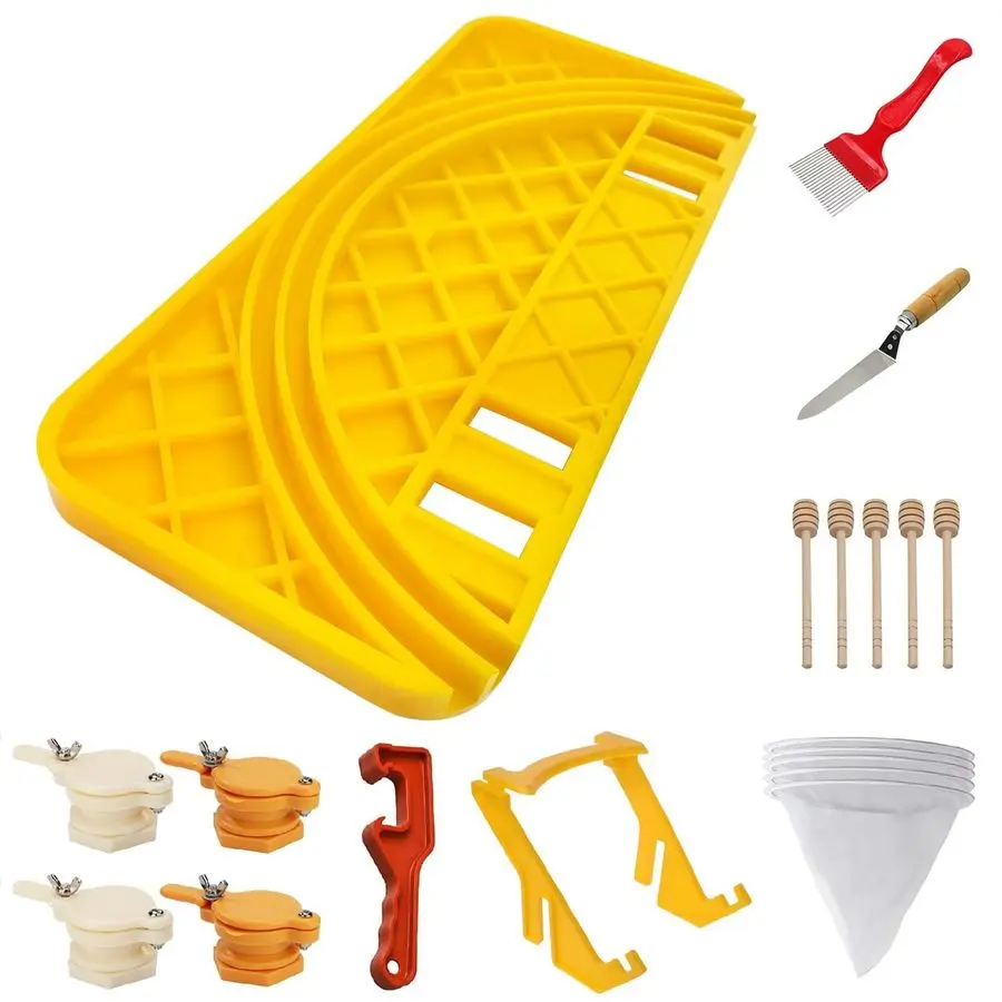 

Bucket Honey Extraction Tool Set,8 Tools and A Total of 19 Items5 Gallon Honey Uncapping Tank HolderHoney Bucket Frame HolderUnc