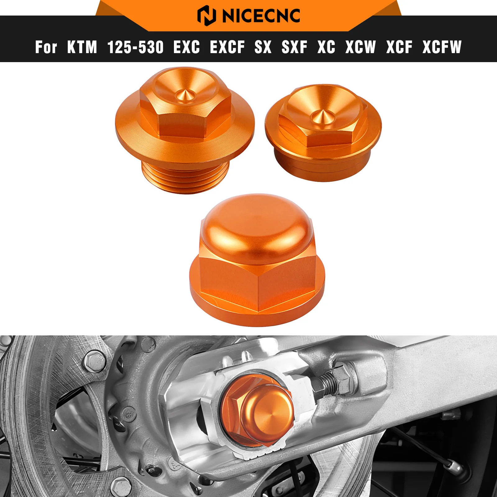 NICECNCC Front Rear Wheel Lock Axle Lock Nut For KTM EXC 300 EXC 250 EXC-F 350 XCW 450 500 Husqvarna TE 300 FE 450 2016-2022