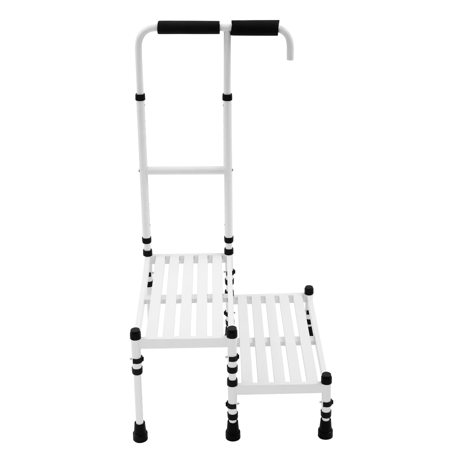 الأبيض الكربون الصلب 53.5x57x108 سنتيمتر 2-خطوة خطوة البراز مع درابزين عالية لكبار السن المضادة للانزلاق خطوة مسند القدمين