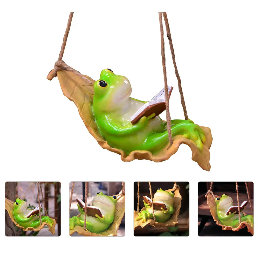 

Lovely Resin Frog Adornment Creative Animal Shape Garden Decoration Desktop Ornament Home Office Decor Desktop Frogs Adornment
