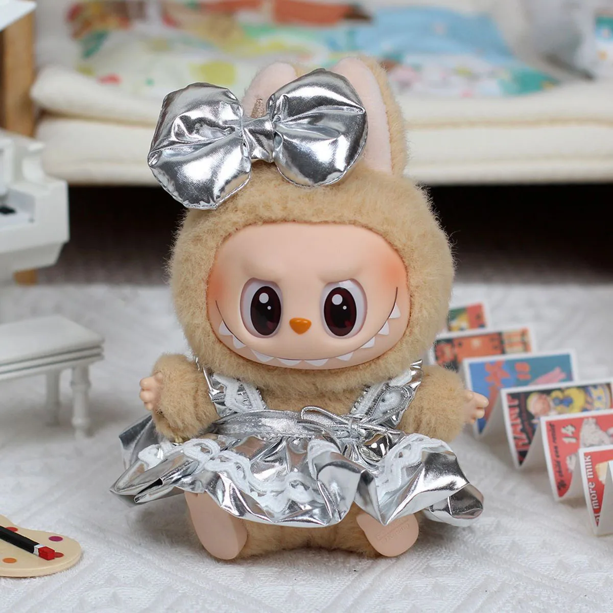 17 سنتيمتر دمية قطيفة صغيرة الزي اكسسوارات ل Labubu II المعبود دمى فراشة فستان الأميرة الملابس هدية ﻿ ﻿