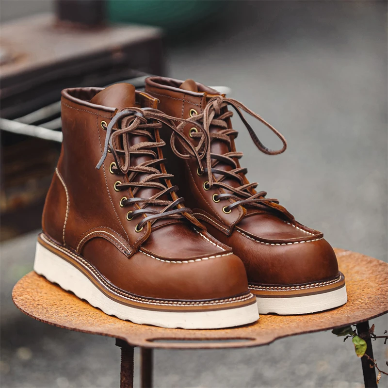 

Owl Ci Men's Retro American Leather Boots Outdoor Thi Bot Work Boots Motorcycle Boots ort Tube Faion Boots