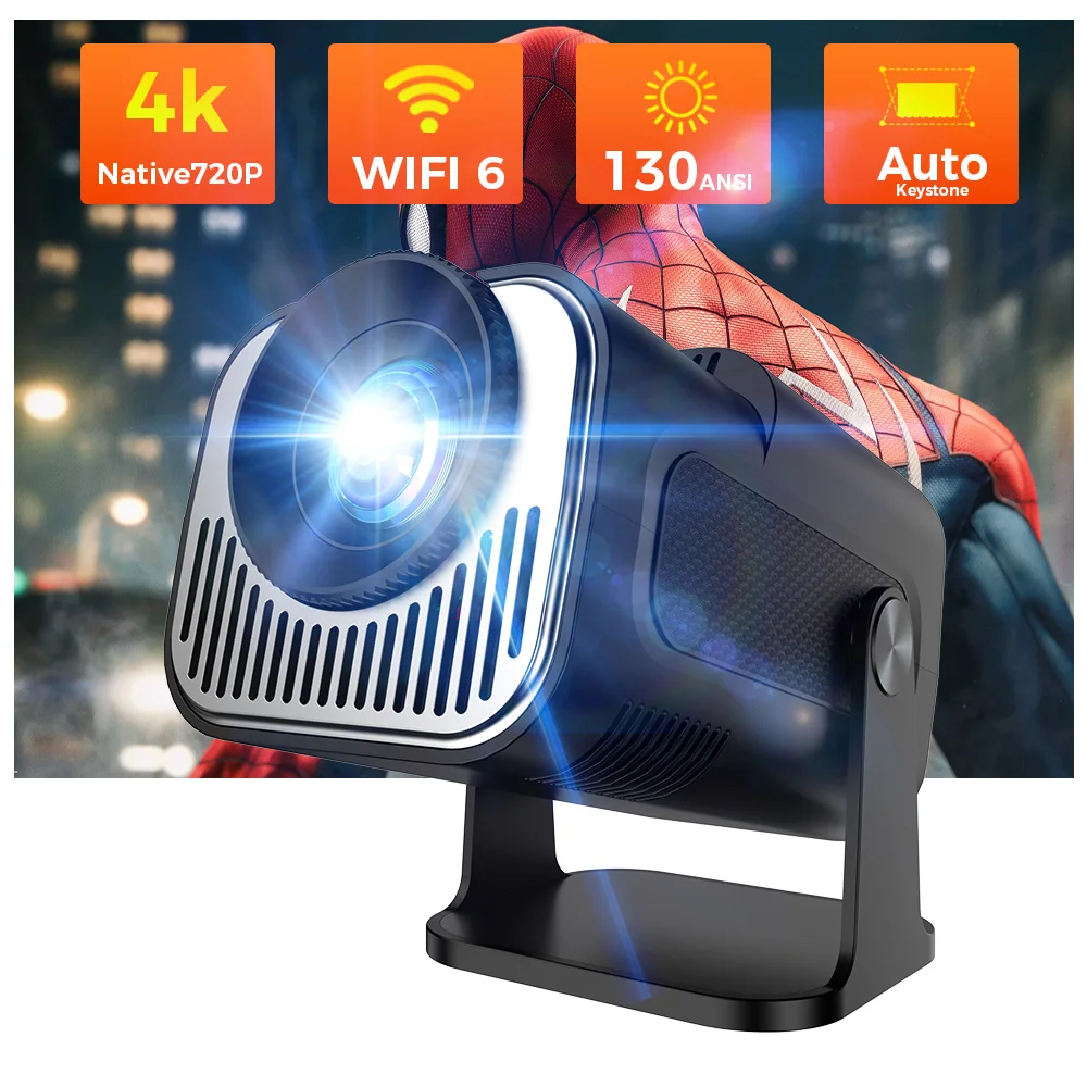 HY320 Mini Projector Protable 4K 1080P Android11 1280*720P WIFI6 BT5.0 Auto Keystone Home Cinema Video Beam Projector HDMI