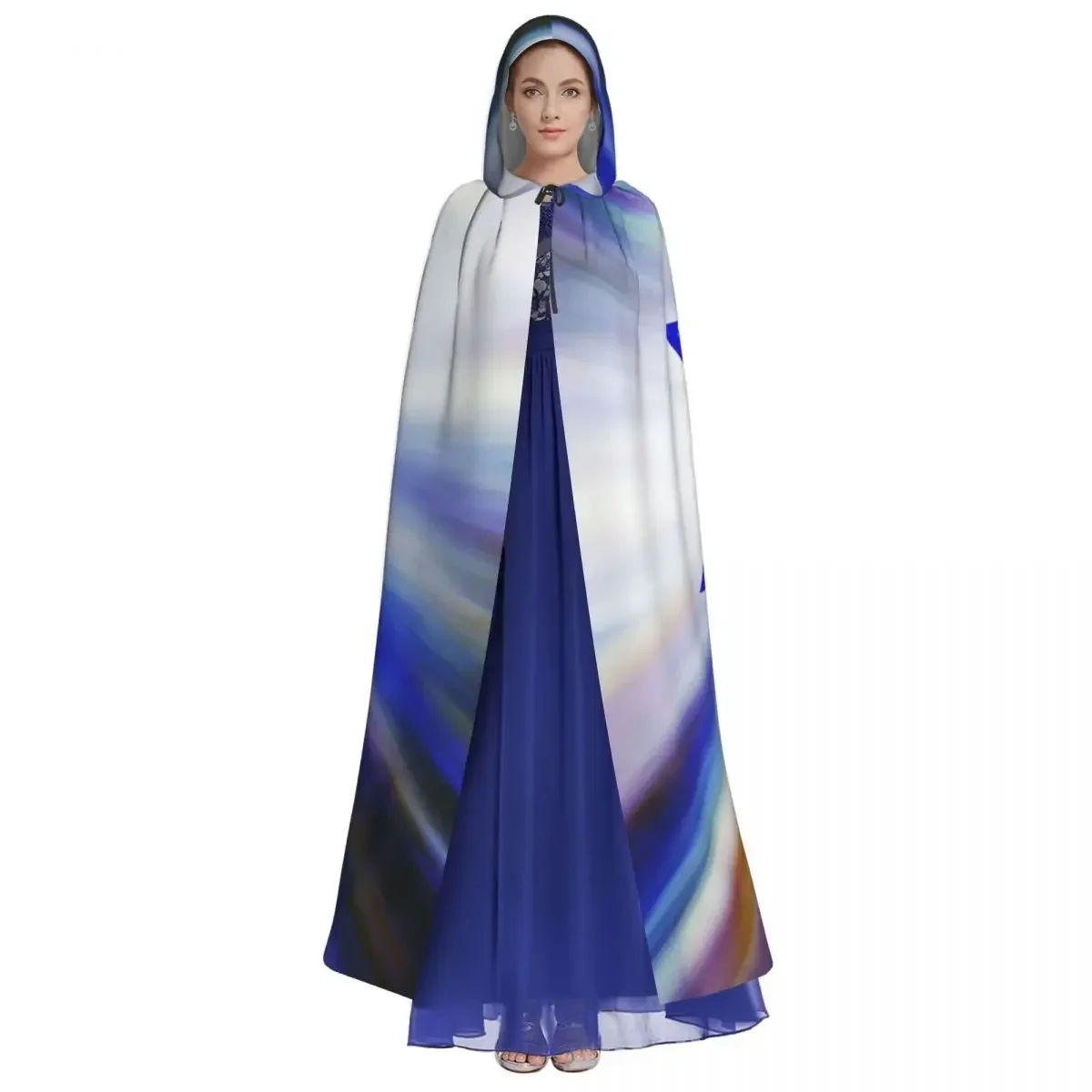 Customization Adult Cloak Cape Hooded Star Of David Blue Jewish 3D Medieval Costume Witch Wicca Vampire Elf Purim Carnival Party