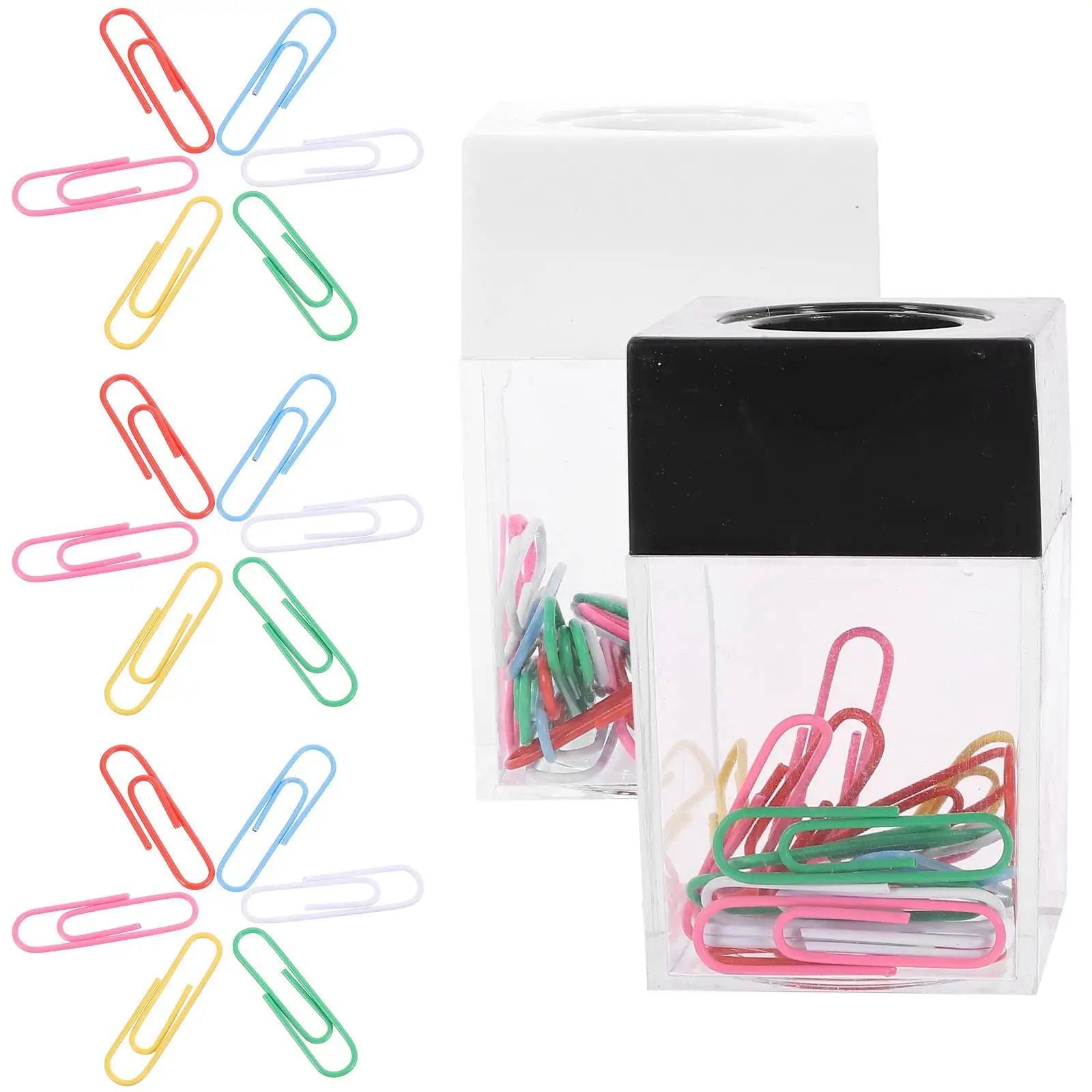 2 Pcs Magnetic Paperclip Bucket Holder for Desk Dispenser Clips Container Office