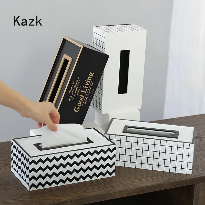 Creativity Bronzing English Wood Tissue Box Home Decor Paper Towel Holder Room Decoration Accessories Napkins Organizer Boxes