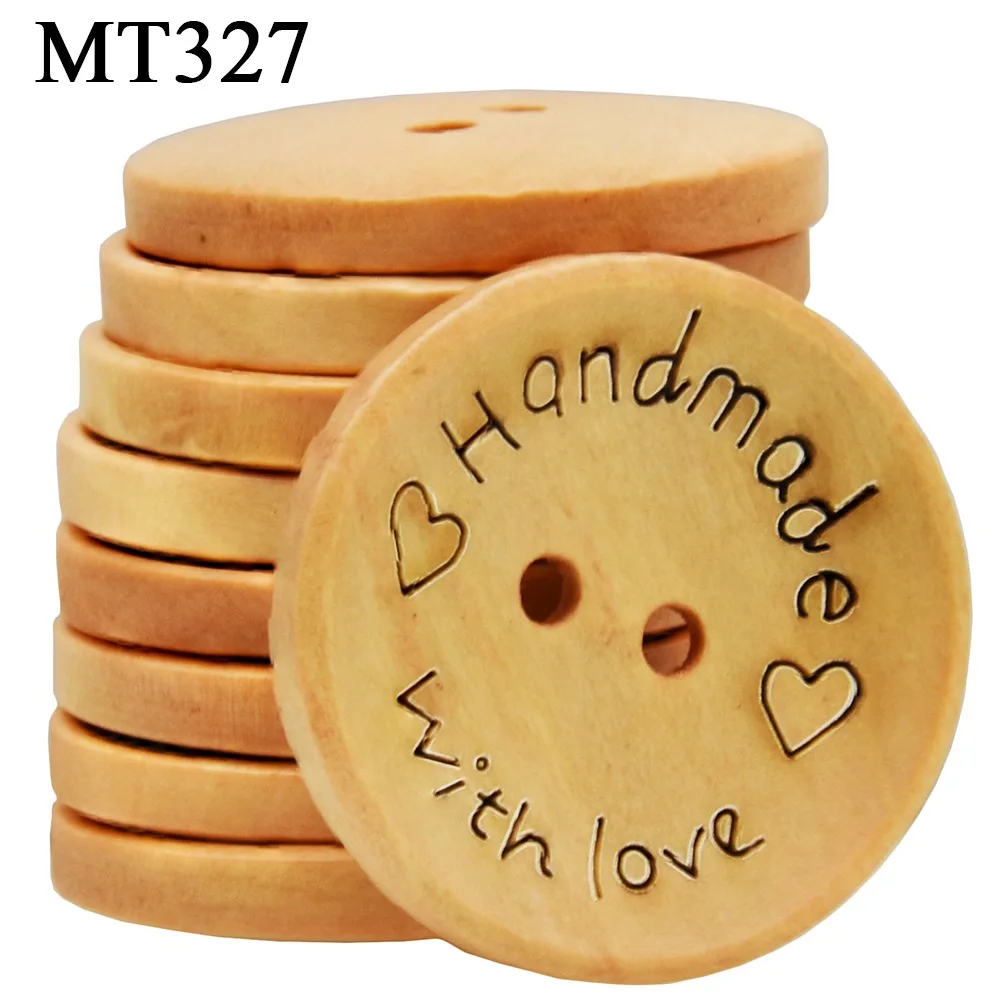 30mm Handmade Big Wooden Buttons, Narural Wood Round Button, Sewing Accessories, Overcoat DIY Clothes, 5PCs, 10PCs, 15PCs, - view 5