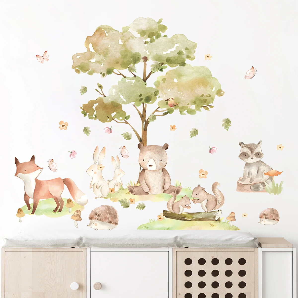 Cartoon Tree Animals Wall Stickers Wall Stickers Home Decor for Children\'s Room Nursery Baby Kids Rooms Decoration Living Room