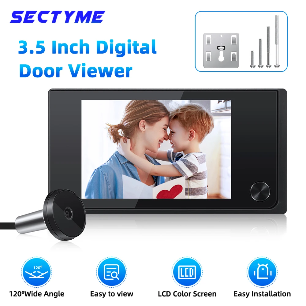 Sectyme 3.5 Inch Peephole Doorbell Door Camera 120° LCD Digital Door Viewer Cat Eye Door Bell Smart Home Outdoor Monitor