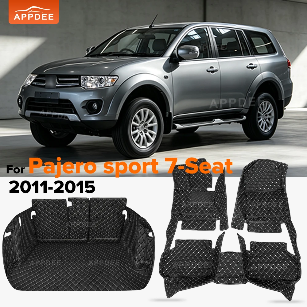 Custom Leather For Mitsubishi Pajero sport 7 Seats 2011-2015 Car Floor Mat Cargo Liner Trunk Mat Car Interior Accessories