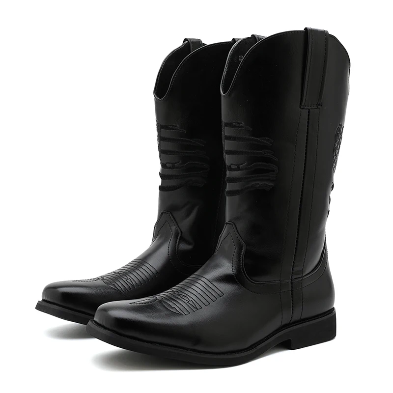 Men High-top Denim Boots for Autumn Winter Comfortable Breathable Fashionable Western Boots From Europe America Knight Boots Men