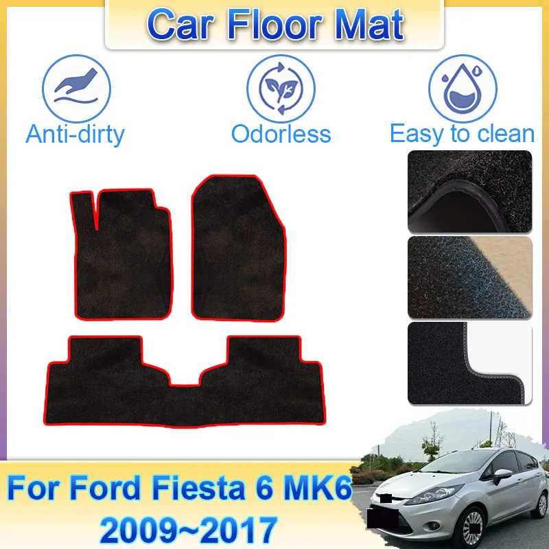 

Car Floor Mats For Ford Fiesta 6 MK6 2009~2017 2010 2011 2012 2013 Footpads Carpets Cover Rugs Panel Foot Pad Auto Accessories