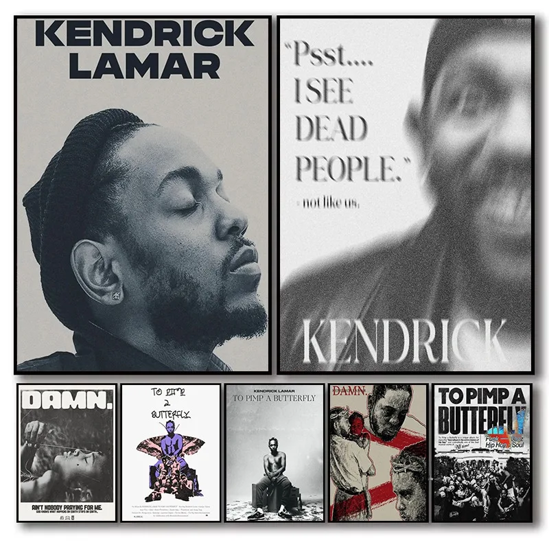 Kendrick Lamar Music Album Hip Hop Rap Black and White Poster Canvas Art Painting Picture Wall Living Room Home Decor Fans Gift