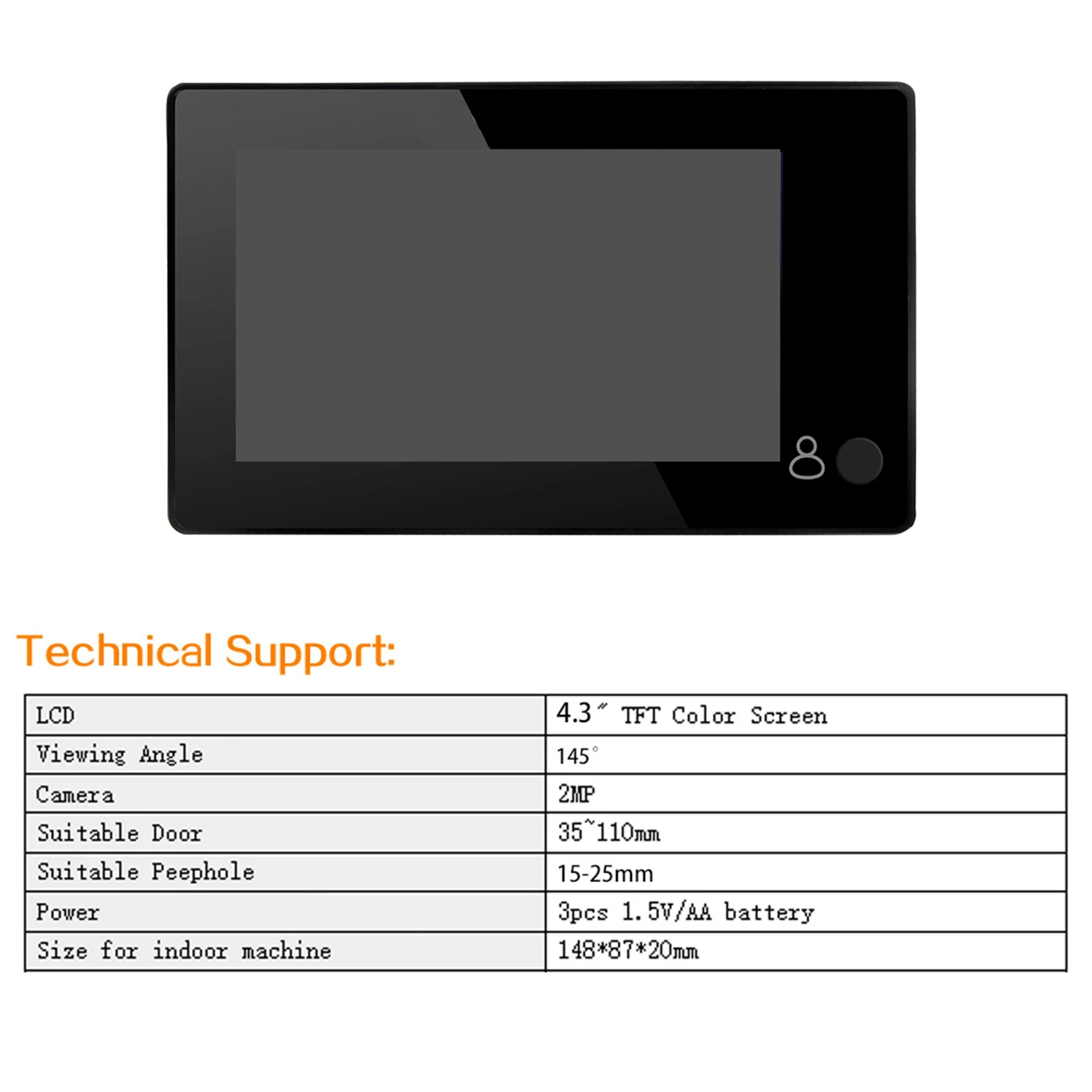 4.3 بوصة HD ثقب الباب 145 درجة زاوية واسعة الرقمية الذكية جرس الباب TFT اللون باب العين أمن الوطن كاميرا مراقبة