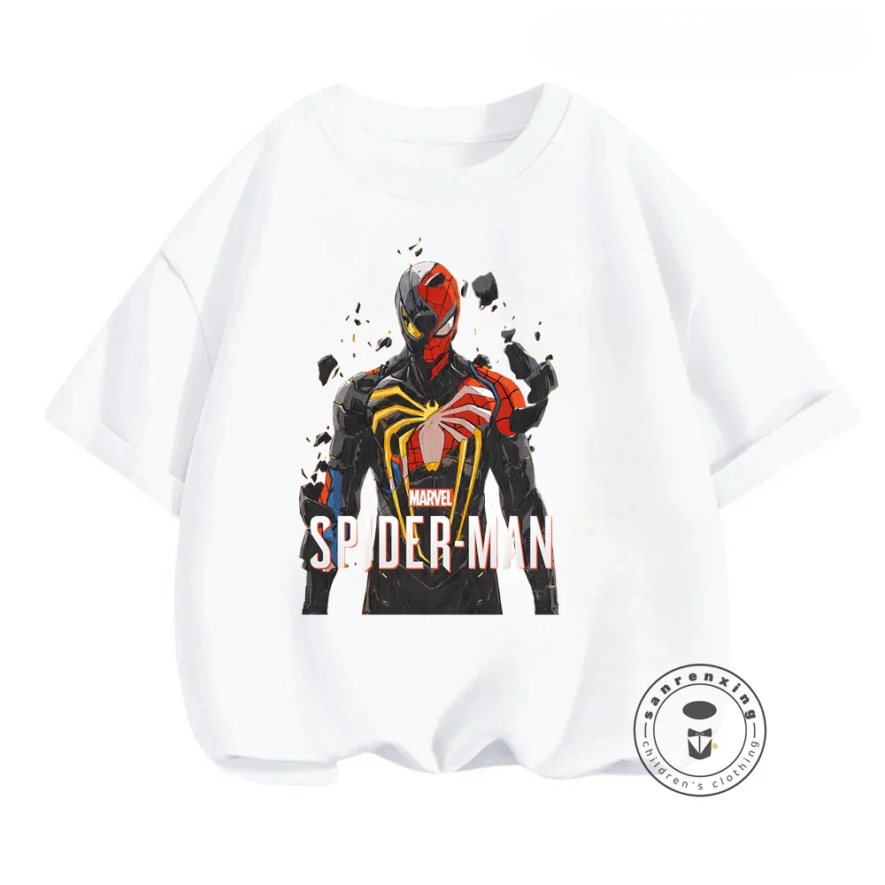 Marvel's Spider-Man Avengers T-Shirts for a Fashionable Summer Trendy Street Style for Boys and Girls with Cool Cartoon Patterns